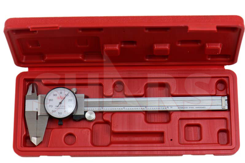 SHARS 6" DIAL CALIPER SHOCK PROOF .001" STAINLESS 4 WAY + Inspection Report ^}