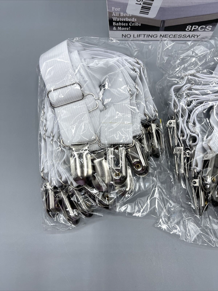 Bed Sheet Holder Straps 2 Sets White