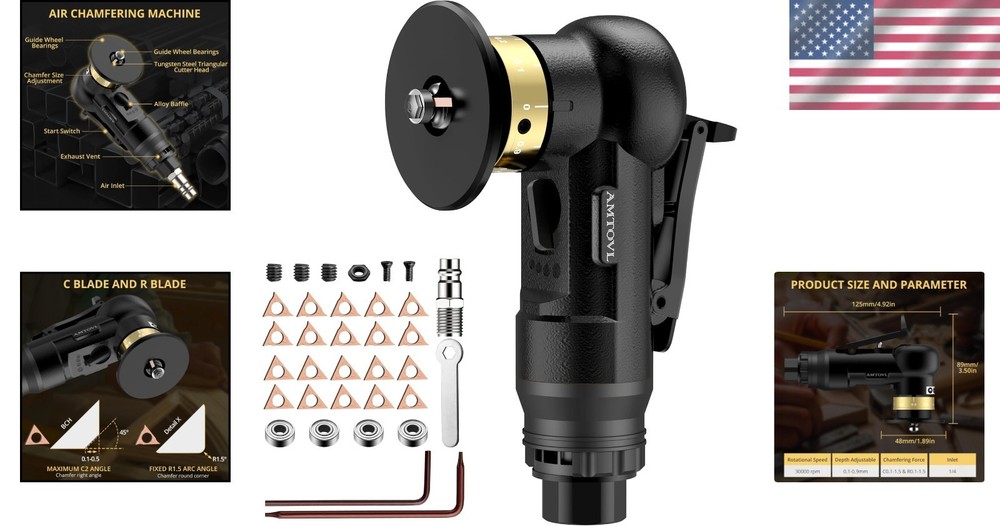 Adjustable Pneumatic Chamfer Tool with Safety Features - Lightweight & Efficient