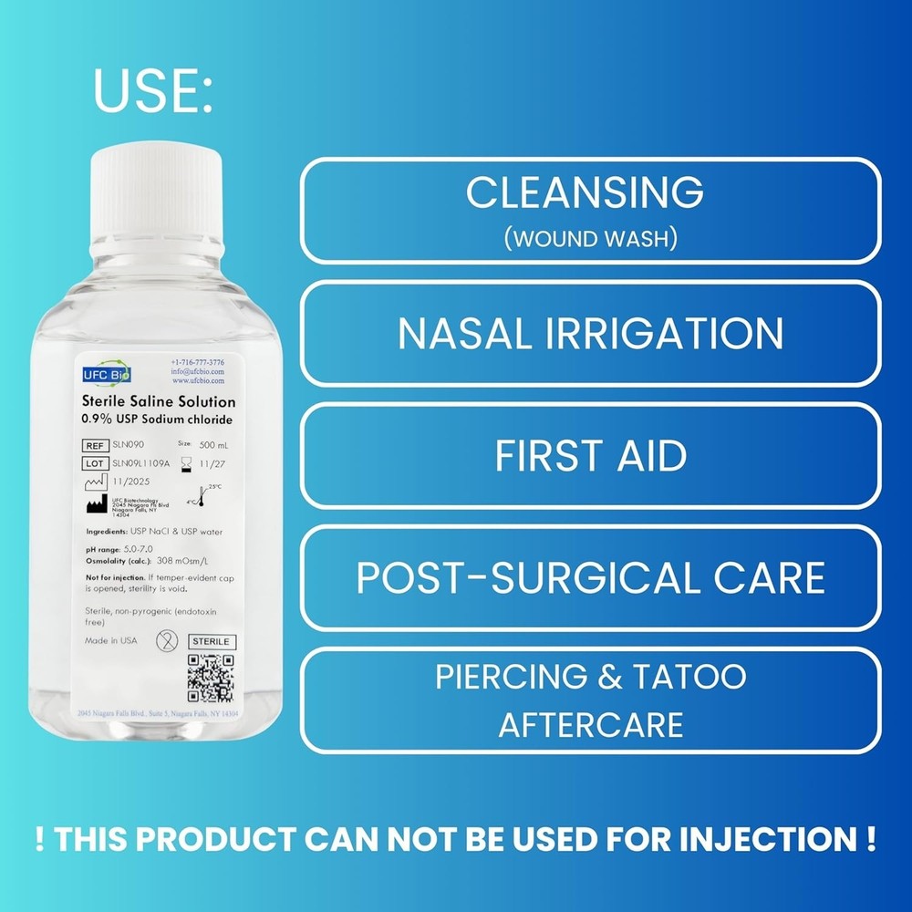 Dependable 0.9% Normal Saline Solution - Sterile USP, 2000 mL Total - Lab Ready