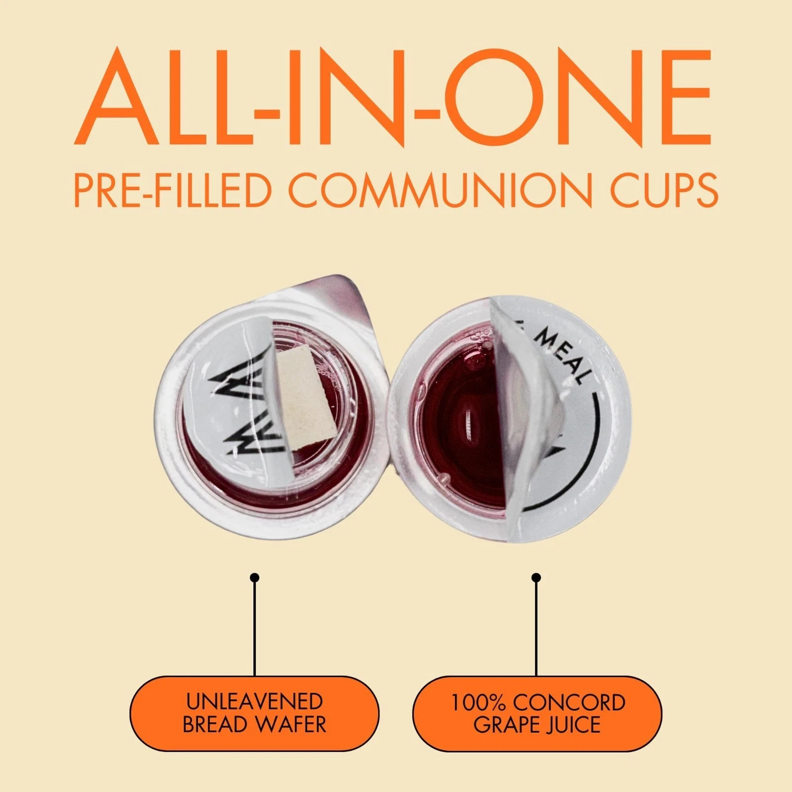 Communion Plus+ Cups Set – 100 with Wafer & 100% Concord Grape Juice