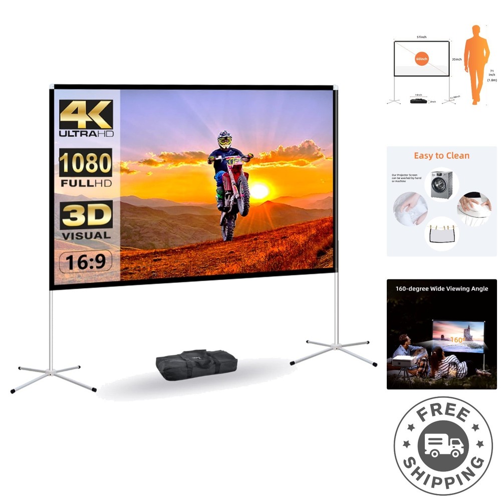 Multi-Function 60-Inch Projector Screen - Perfect for Movies & Presentations