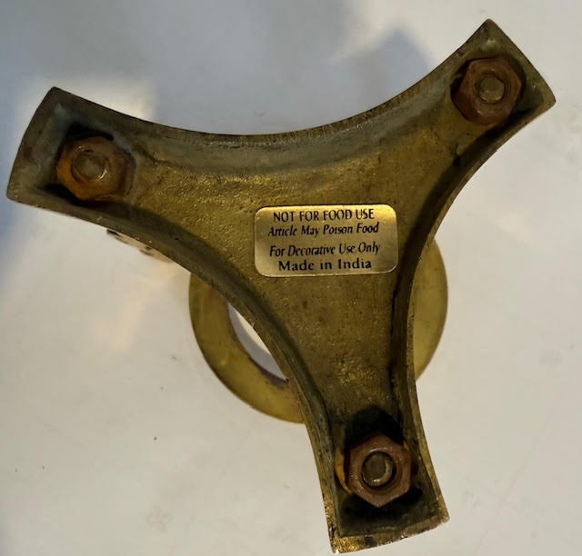 Vintage Solid Brass MCM Dragon Crystal Ball Sphere Egg Stand 4-1/2" x 3-1/2"