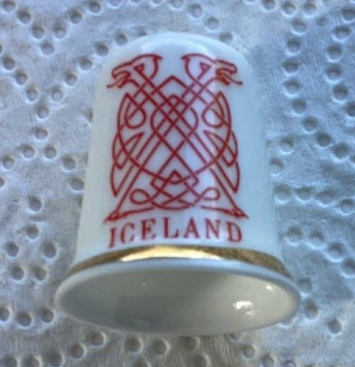 Collectible bone china thimble Iceland