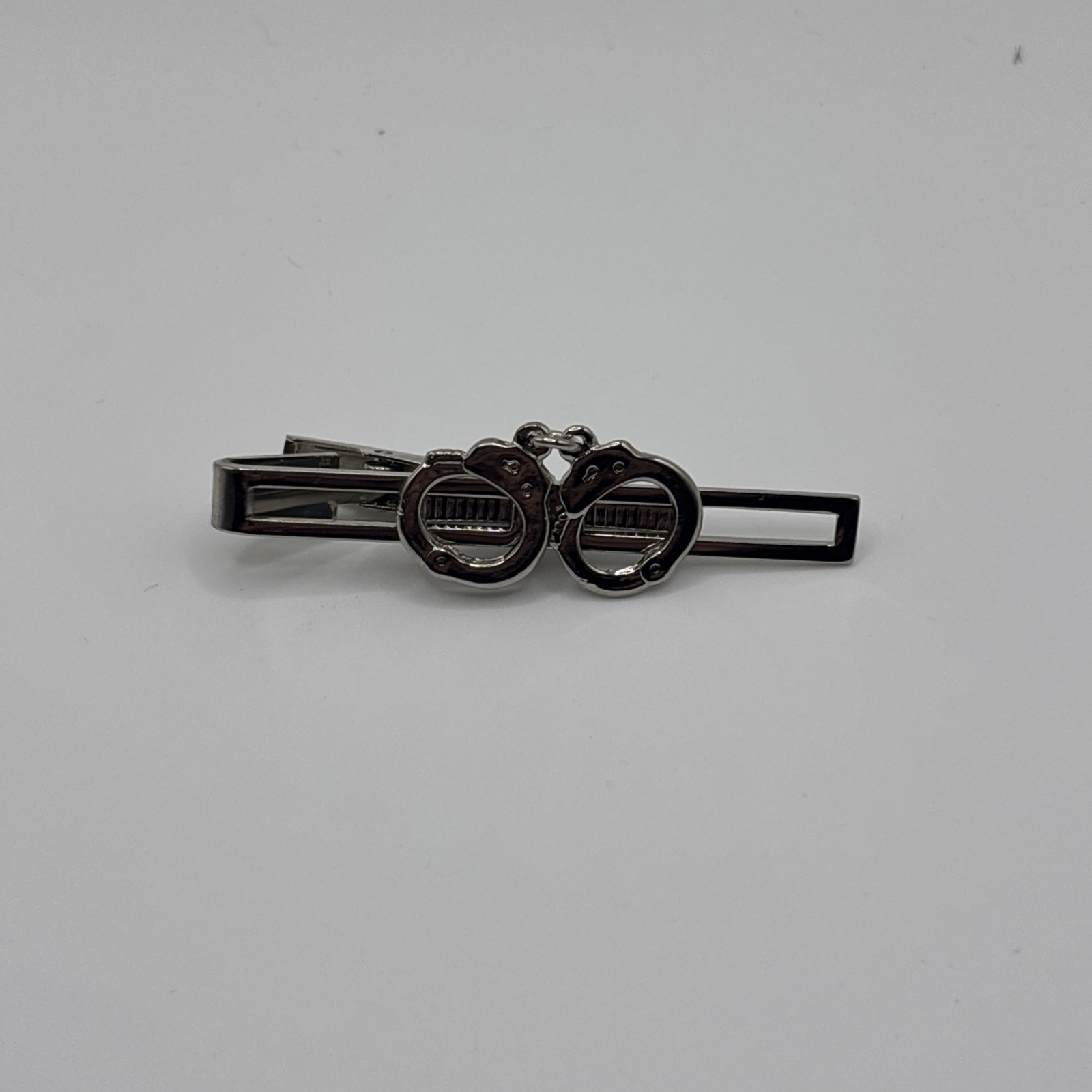 Silver Hand Cuff Tie Clip