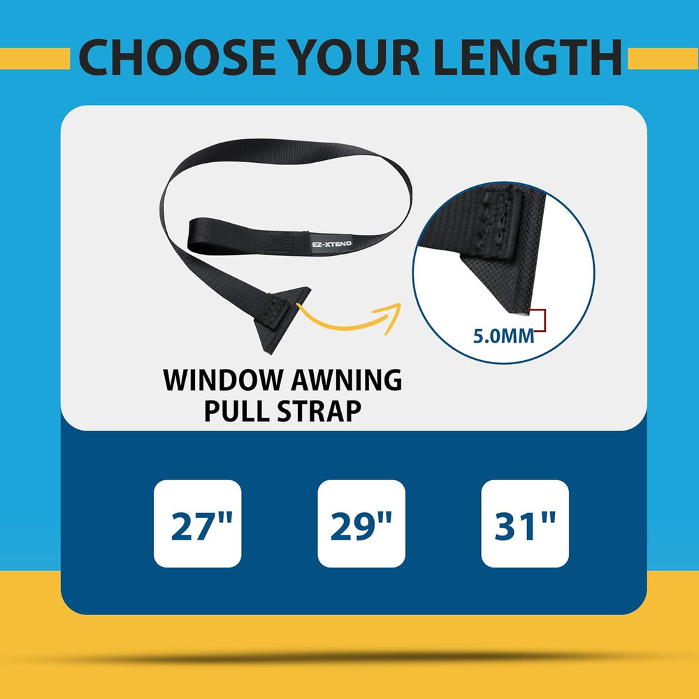 RV Camper Window Awning Pull Strap. Replacement Strap Made with UV Polyester Web