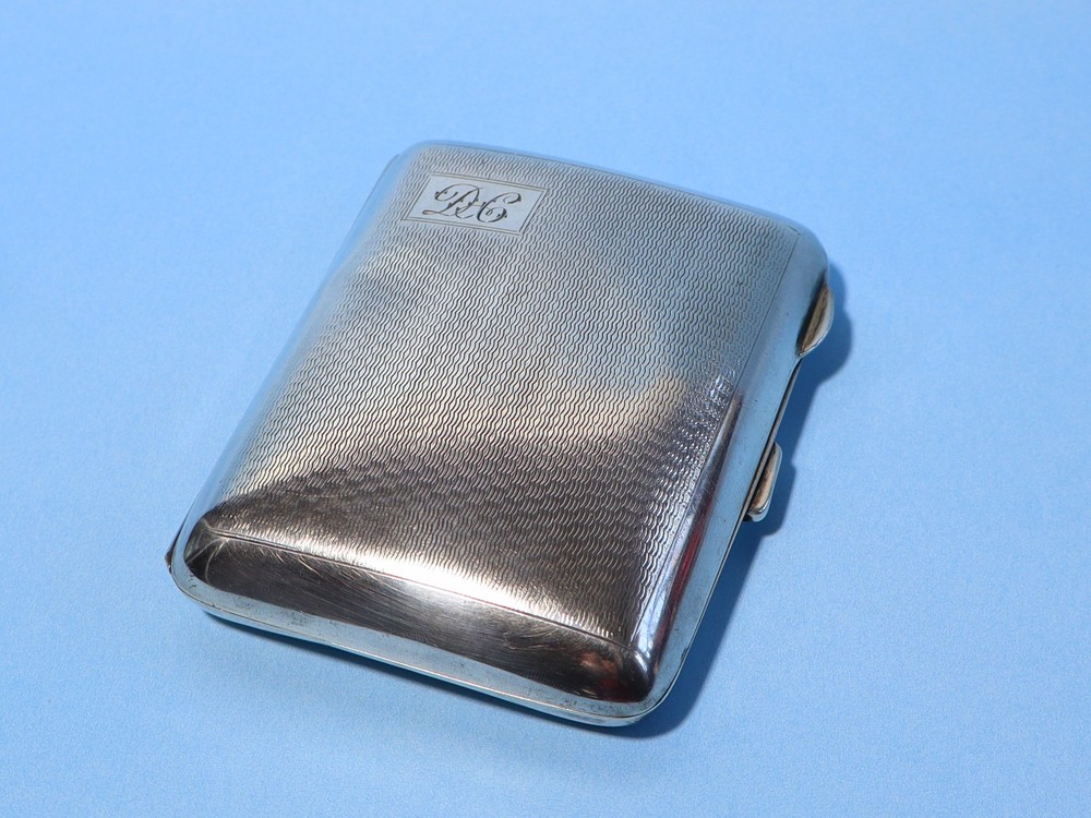 1931 Sterling Silver Cigarette Case with DC Initials + Gilt Interior dented #NM