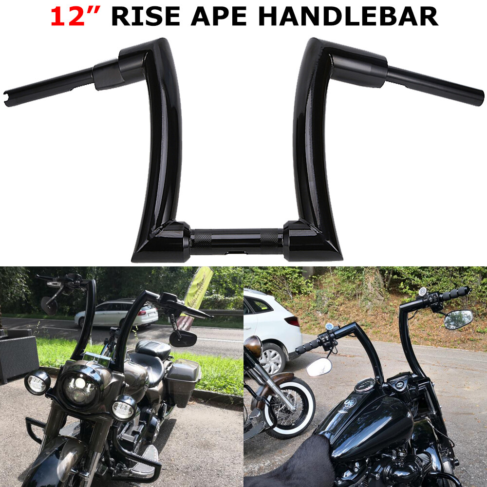12" Rise 2" Ape Hanger Handlebar Black For Harley Softail Slim Sportster Dyna FL