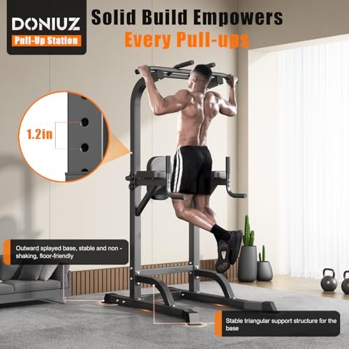 Power Tower Pull Up Bar and Dip Station, Multi-Function Home Gym, Black-02