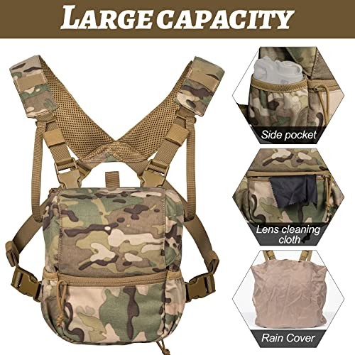 Binocular Harness, Adjustable Binocular Harness Chest Pack with Large Camo