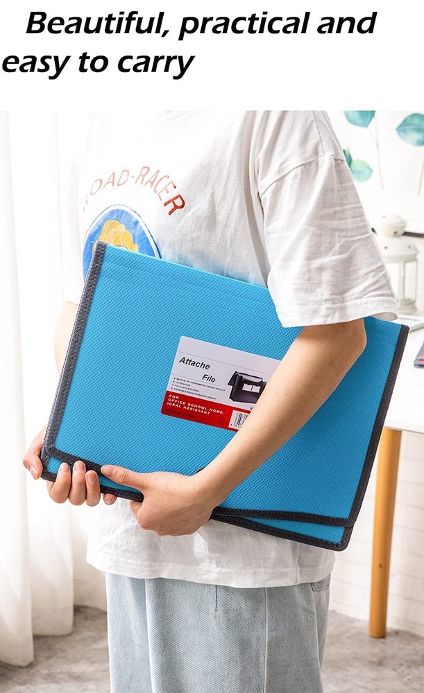 Expanding File Folder Document Organizer with Elastic Cord & Button Closure, ...