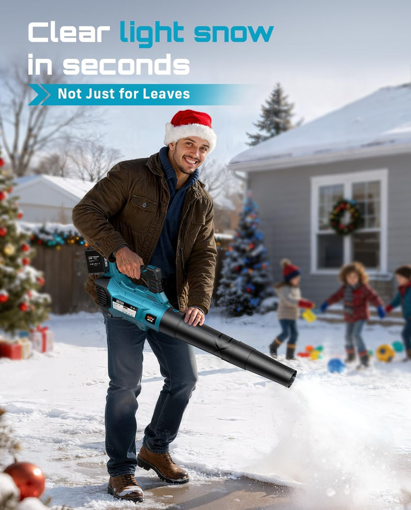 40V Leaf Blower Cordless, 650CFM Brushless Motor Battery Powered Leaf Blower wit