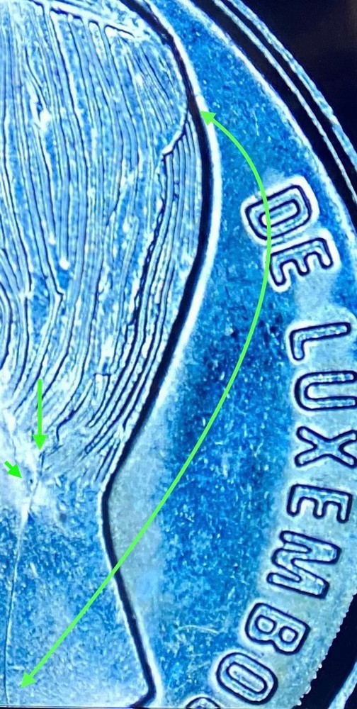1990 Luxembourg 1 Franc Multi-Die Crack Errors