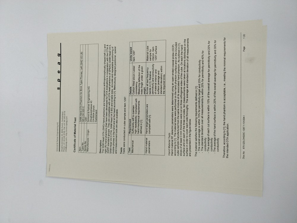Schmid & Partner Engineering SHO V2LB & SHO V2LP SAM Phantom