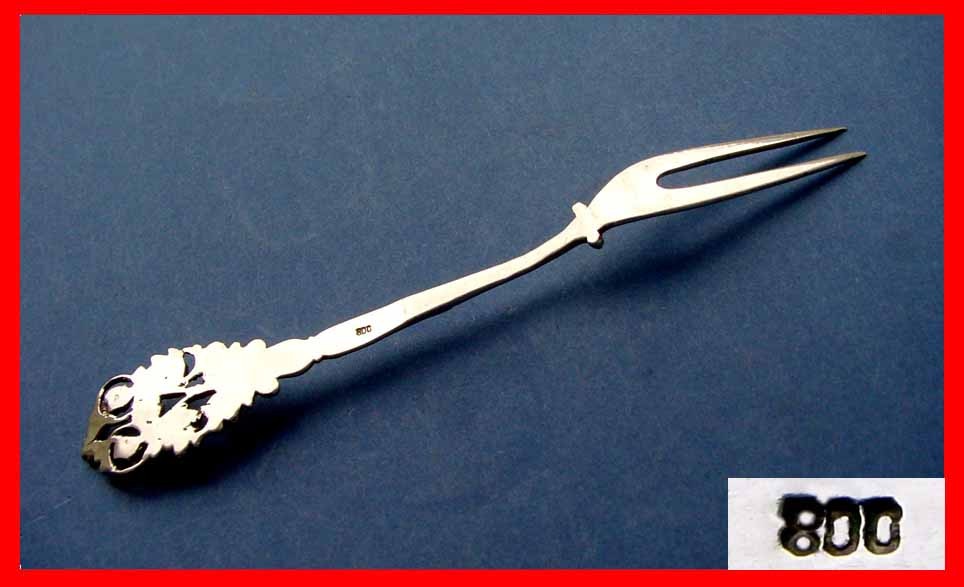 Serving Fork with Pierced Decor, 800 Silver D545