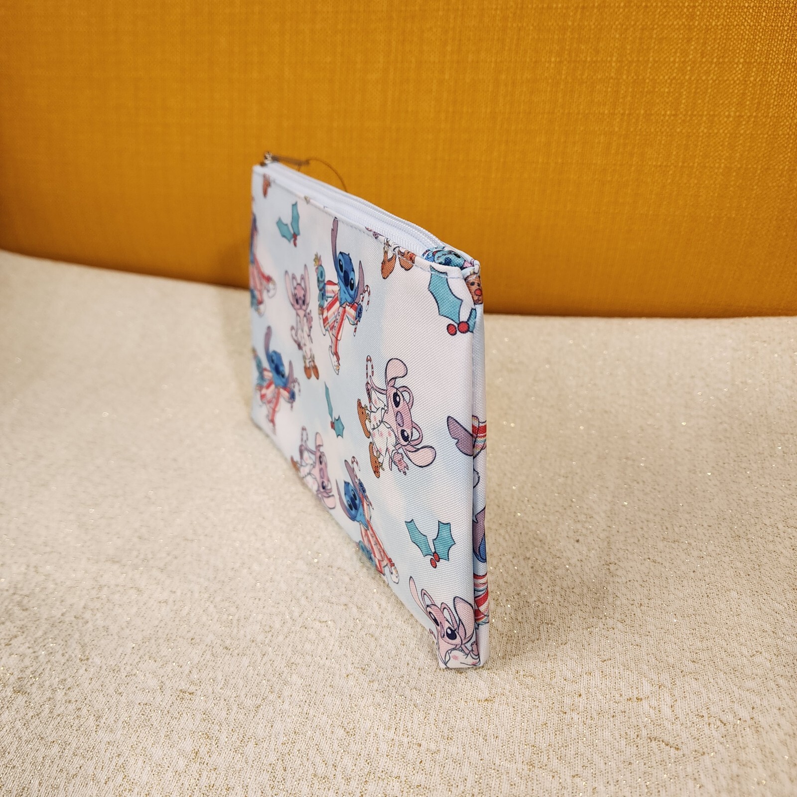 Bioworld Disney Stitch and Angel Holiday PJs Jammies Cosmetic Bag Makeup Pouch