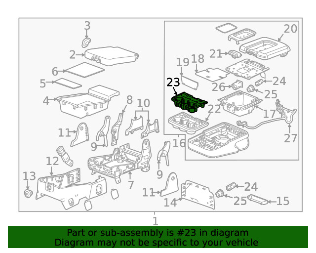Genuine GM Front Floor Console Front Compartment 23362989