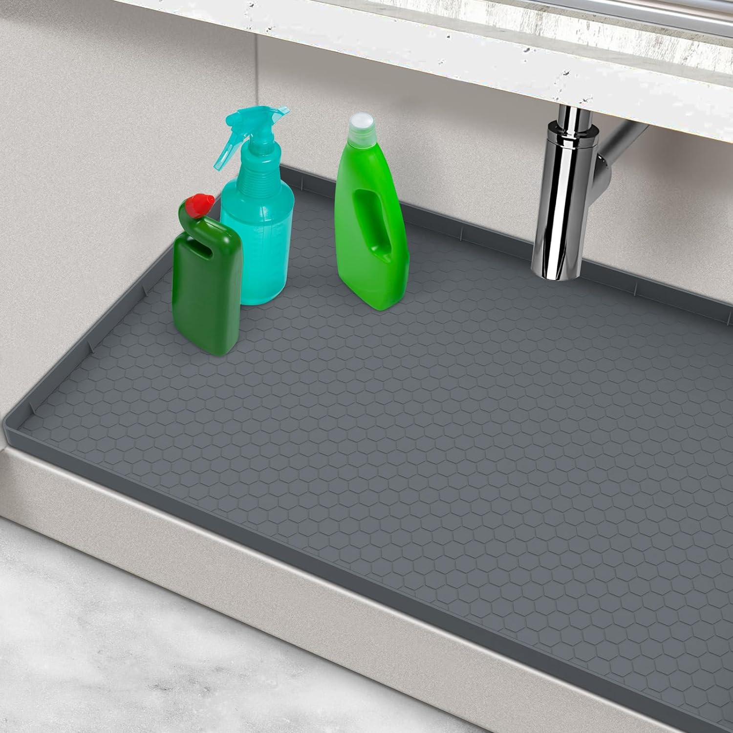 Under Sink Silicone Mat Waterproof Cabinet Protector Drip Tray