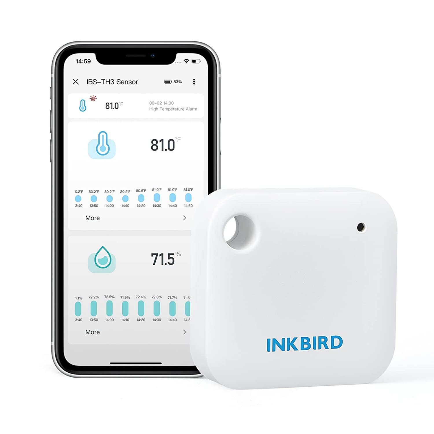 INKBIRD WiFi Thermometer Hygrometer Monitor IBS-TH3 Smart Temp. Humidity Sensor