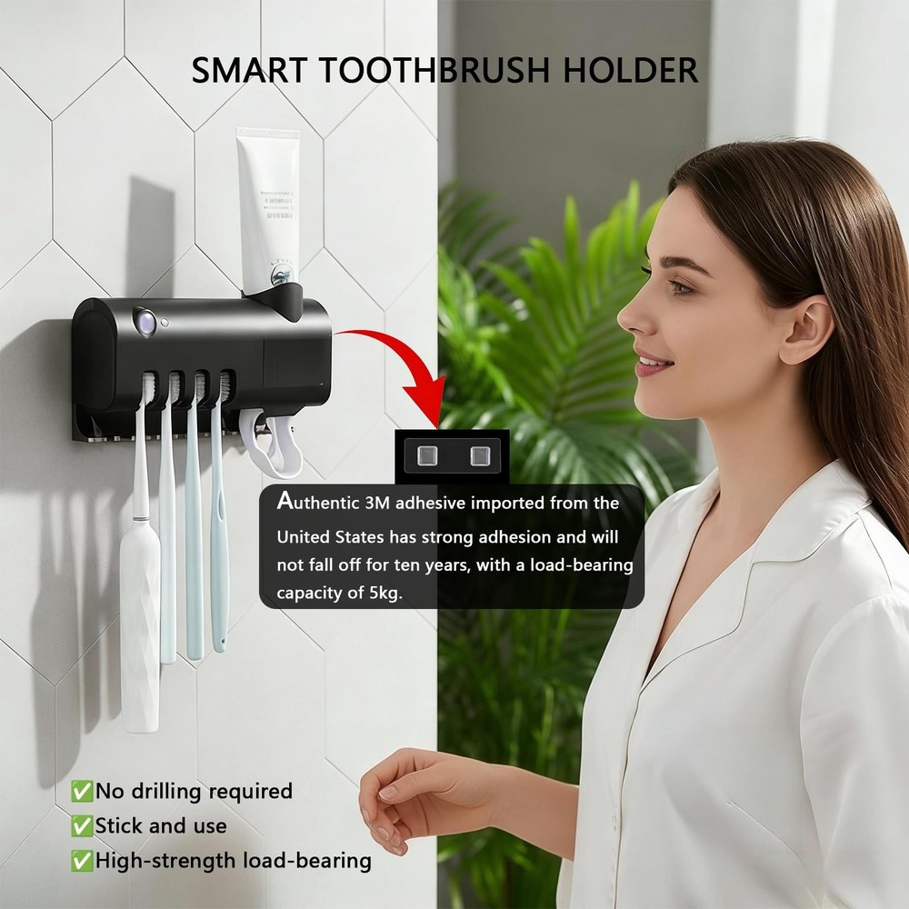 Toothbrush Holders, Electric Wall Mounted Toothbrush Holder with Toothpaste D...