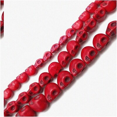 Turquoise Skull Strand with Red Magnesite Beads
