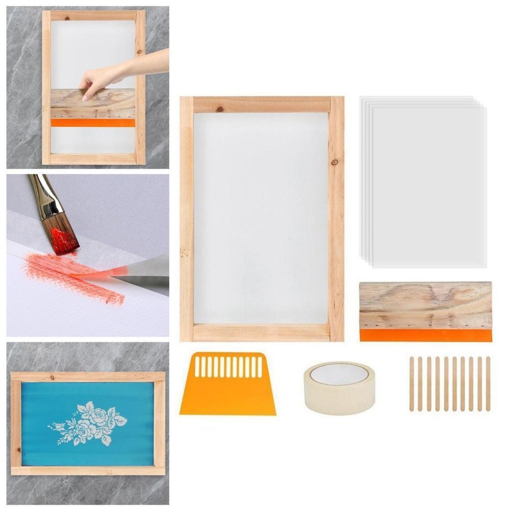 meriglare 24Pcs Screen Printing Starter Kit Silk Screen Frame Squeegee Tool for