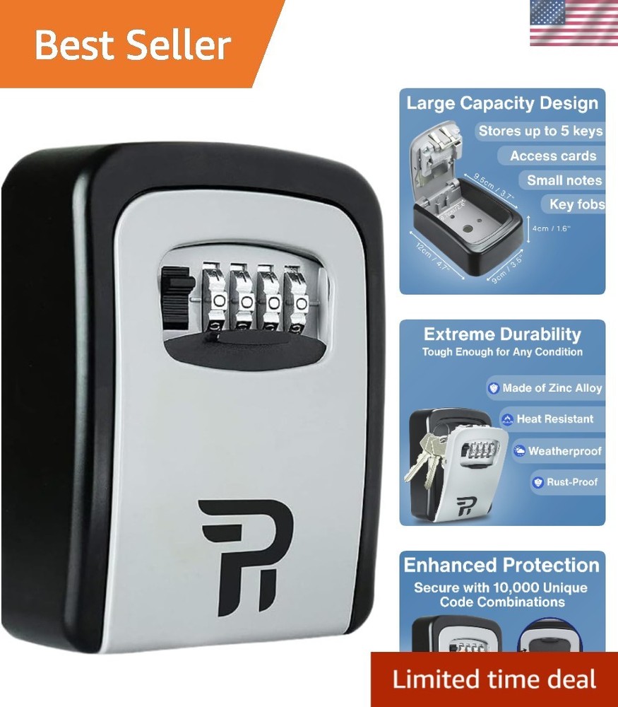 Key Lock Box with Code for Outside - Wall Mount Lockbox for Keys Outdoor - Co...