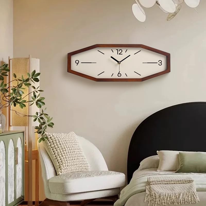 Wooden Retro Wall Clocks, 18 Inches Square Clocks Rectangular Wall Clock Batt...