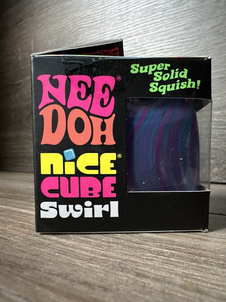 BLUE PURPLE PINK Schylling NeeDoh Nice Cube Swirl. Super Solid Squish AUTHENTIC