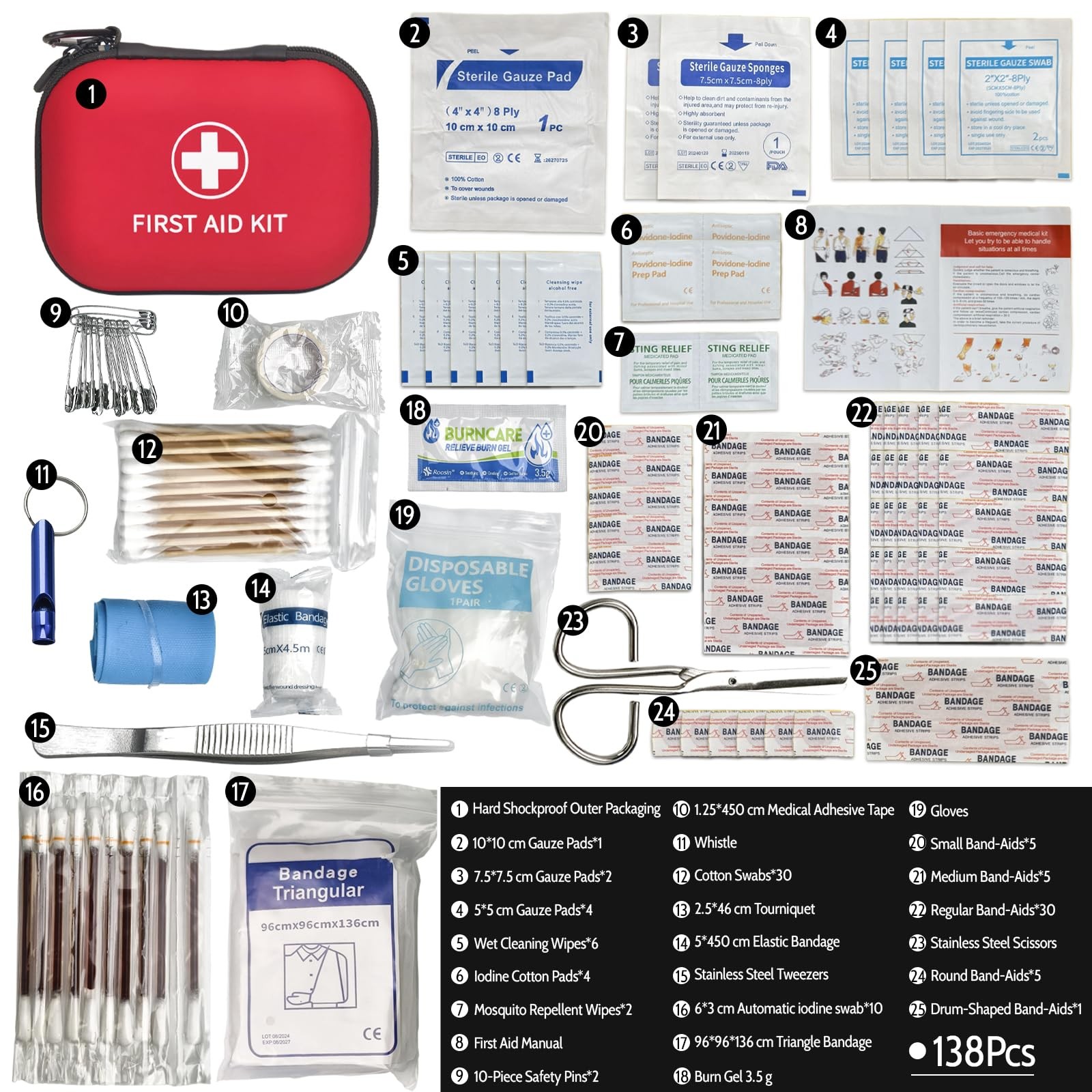Prelady 138 Pcs Mini First Aid Kit Travel Size, TSA Approved Small First Aid Kit