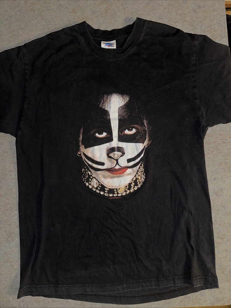 Vintage 2002 KISS Peter Criss T Shirt “The Cat Man” Sz Large Glam Band Pyro