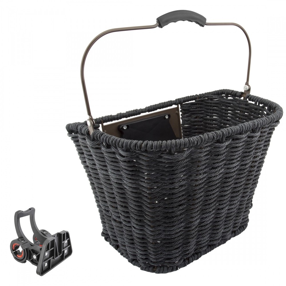 Sunlite Synthetic Wicker Quick-Release Bicycle Basket with Adjustable Bracket,