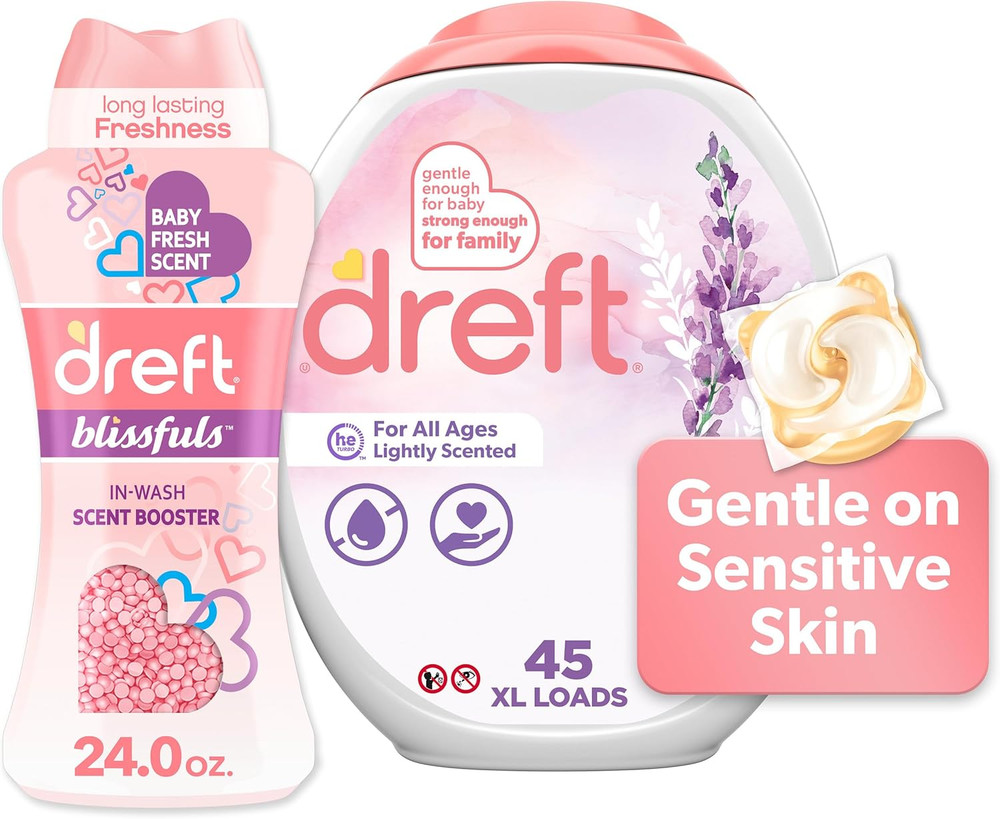 Laundry Bundle: Detergent Pacs, Lightly Scented, Lavender, HE Compatible, 45 Co