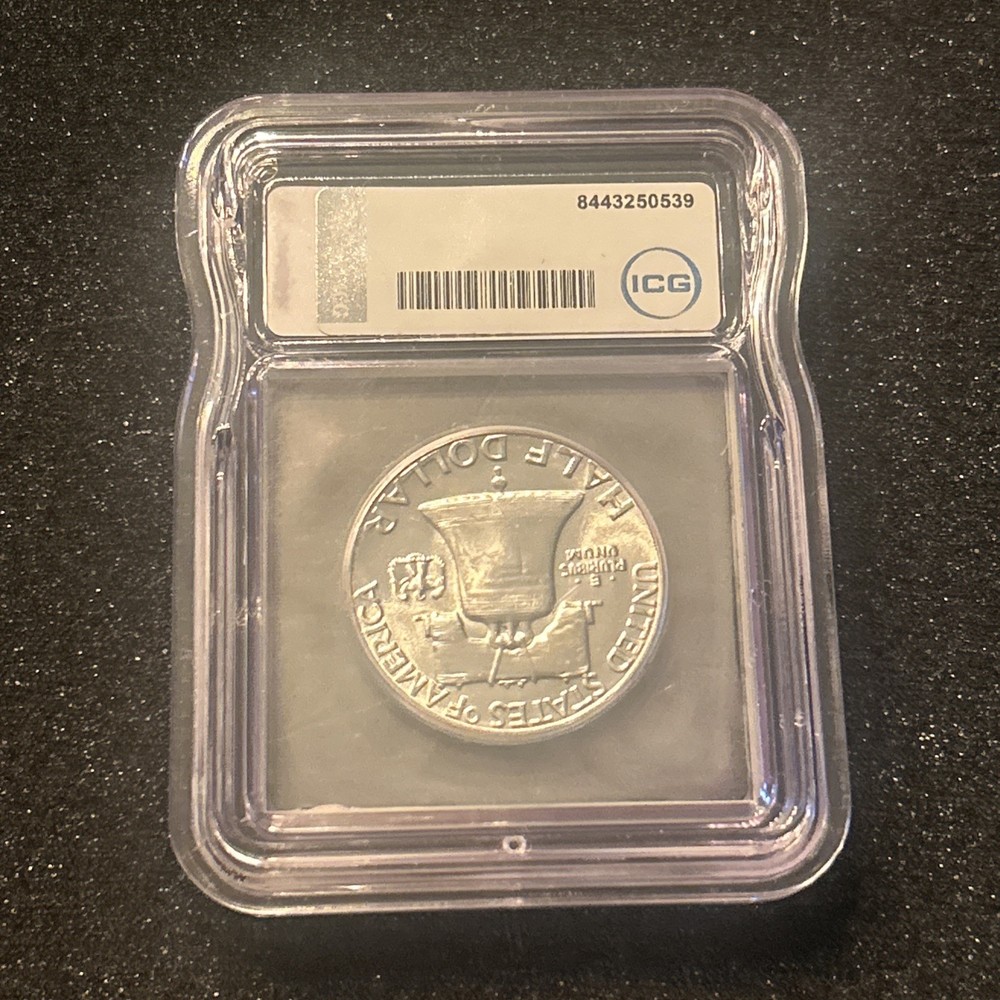 1963 50C Franklin Half Dollar 90% Silver Mint State ICG MS64