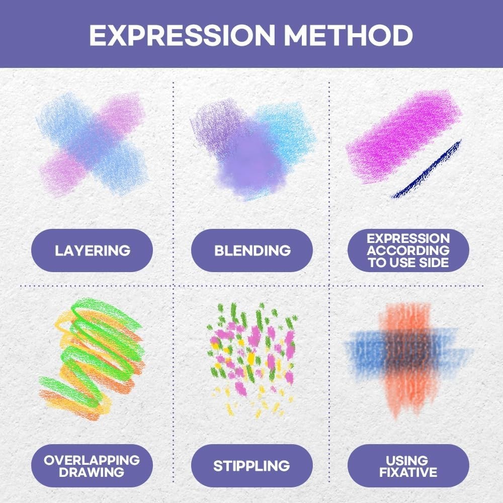 64 Count Multicolor Non Toxic Pastels For Blending And Drawing Techniques