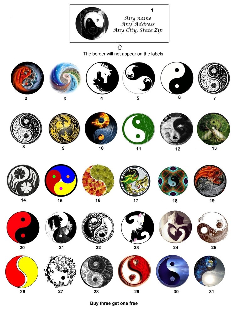 Personalized Yin Yang Address labels (Y1)
