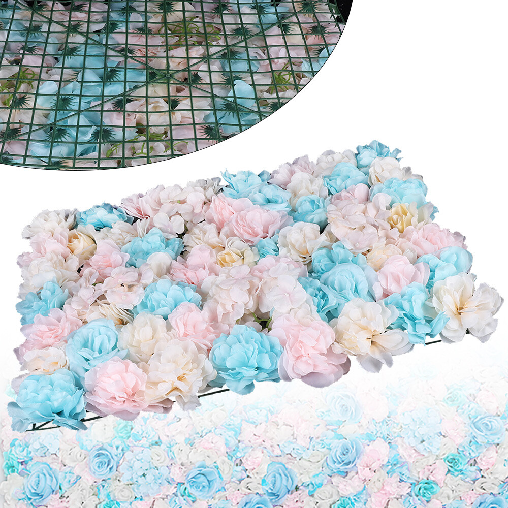 12PCS Artificial Flower Wall Panel White Hydrangea Rose Wedding Backdrop Decor.