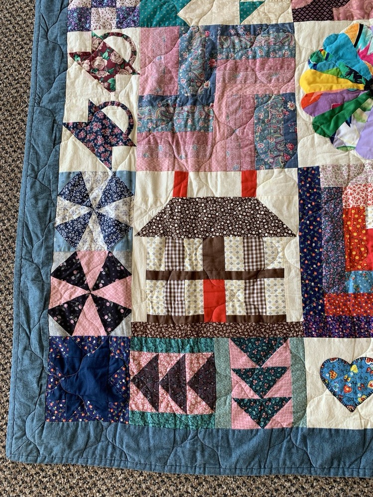 Handmade Quilt Throw / Wall Hanging /Drapery Panel 51x52” Signed + Dated 2002
