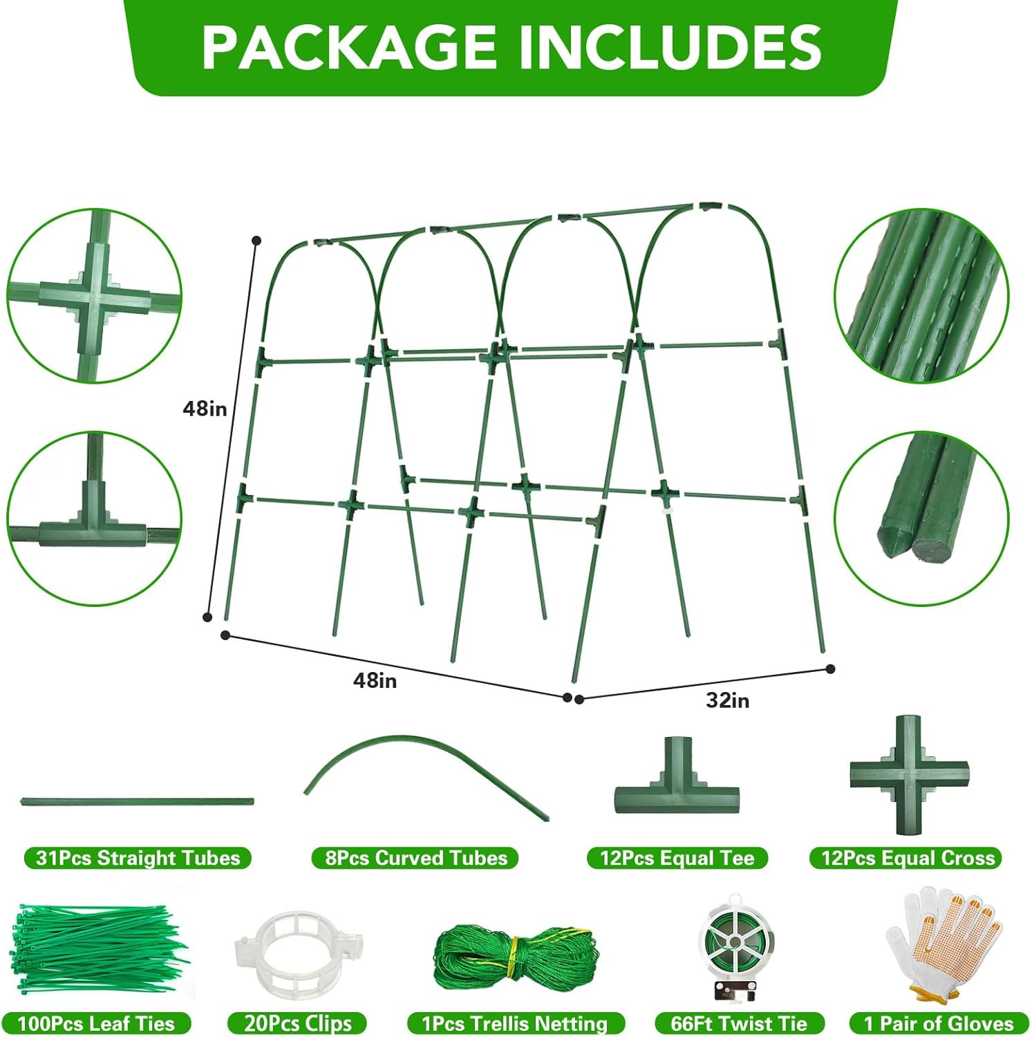 U-Shaped Metal Garden Trellis for Climbing Plants and Vegetables