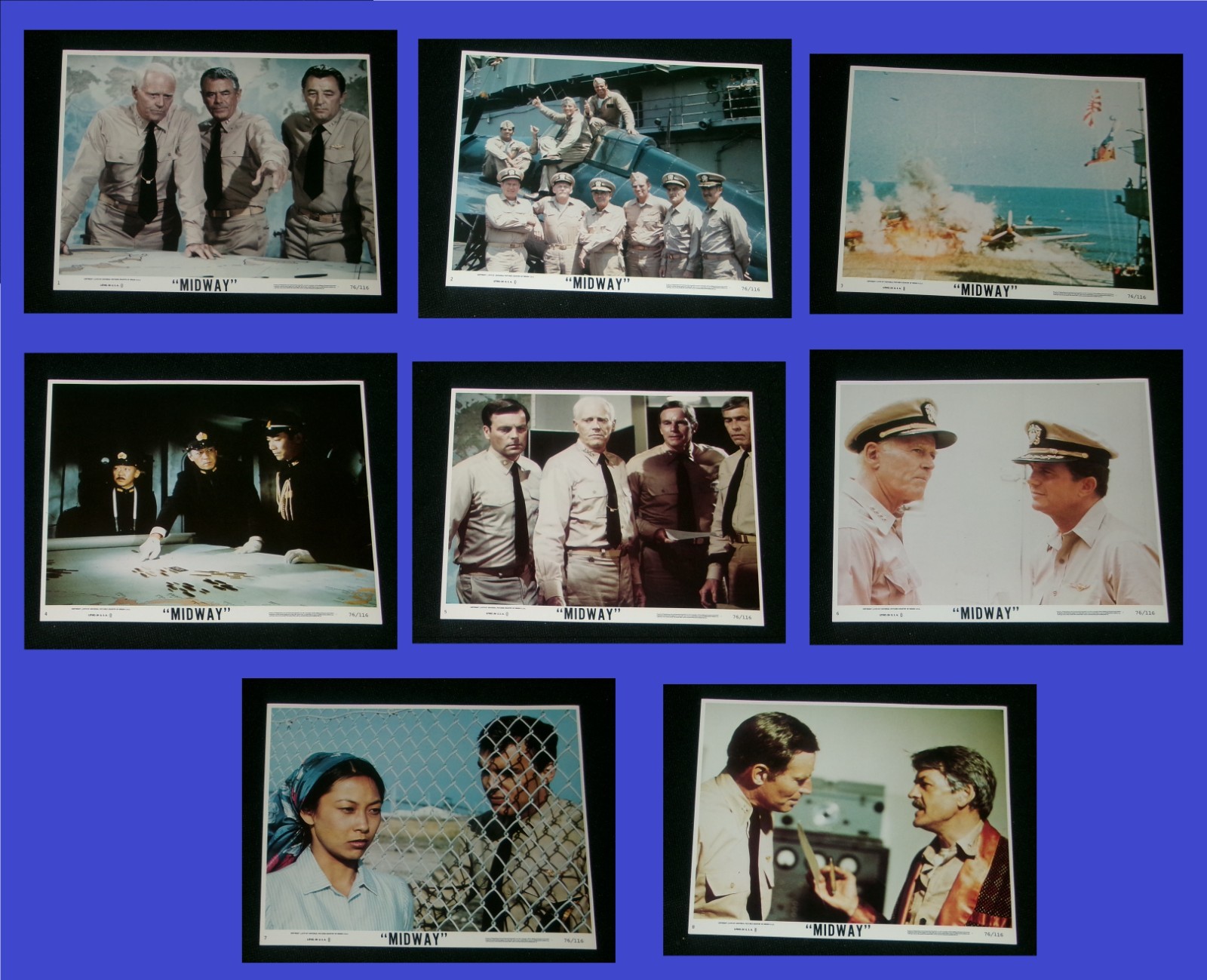 Orignl 8x10 Lobby Card Set MIDWAY Fonda HESTON Coburn MITCHUM Mifune WAGNER Ford