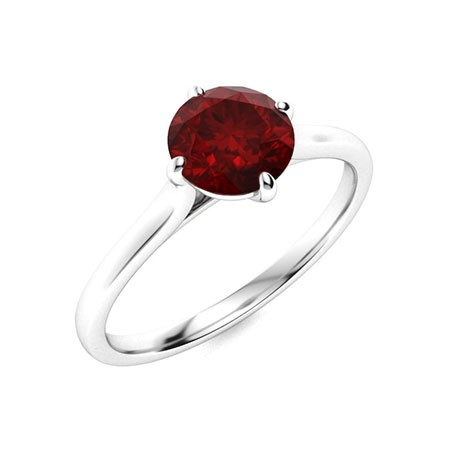 925 Sterling Silver Solitaire 6MM Round Shape Red Garnet Gemstone Stackable Ring