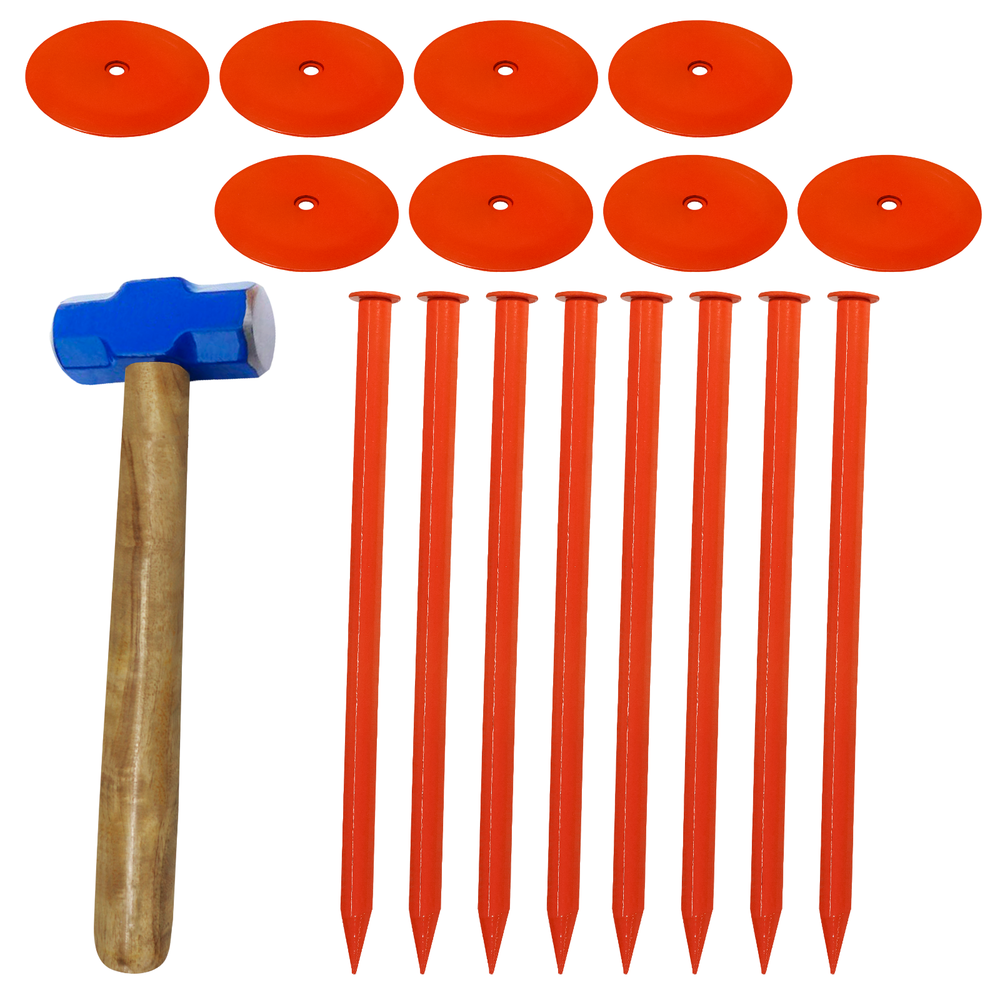 FEBTECH-SepticTank Marker for Property line Markers-2.7"x10" Pack of 8+1 Hammer