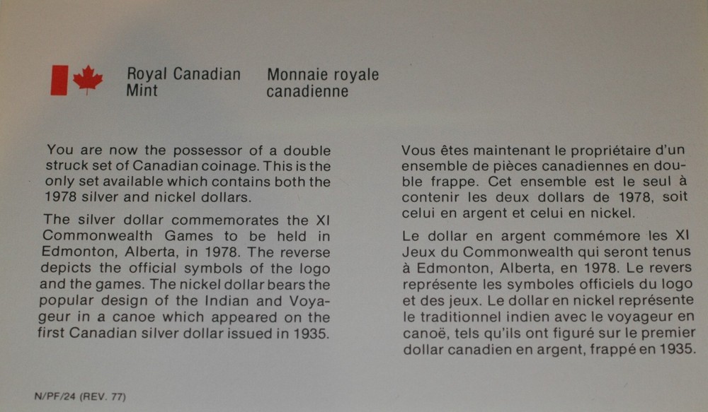 1978 CANADA OFFICIAL DOUBLE DOLLAR PRESTIGE Prooflike set commem. Silver $