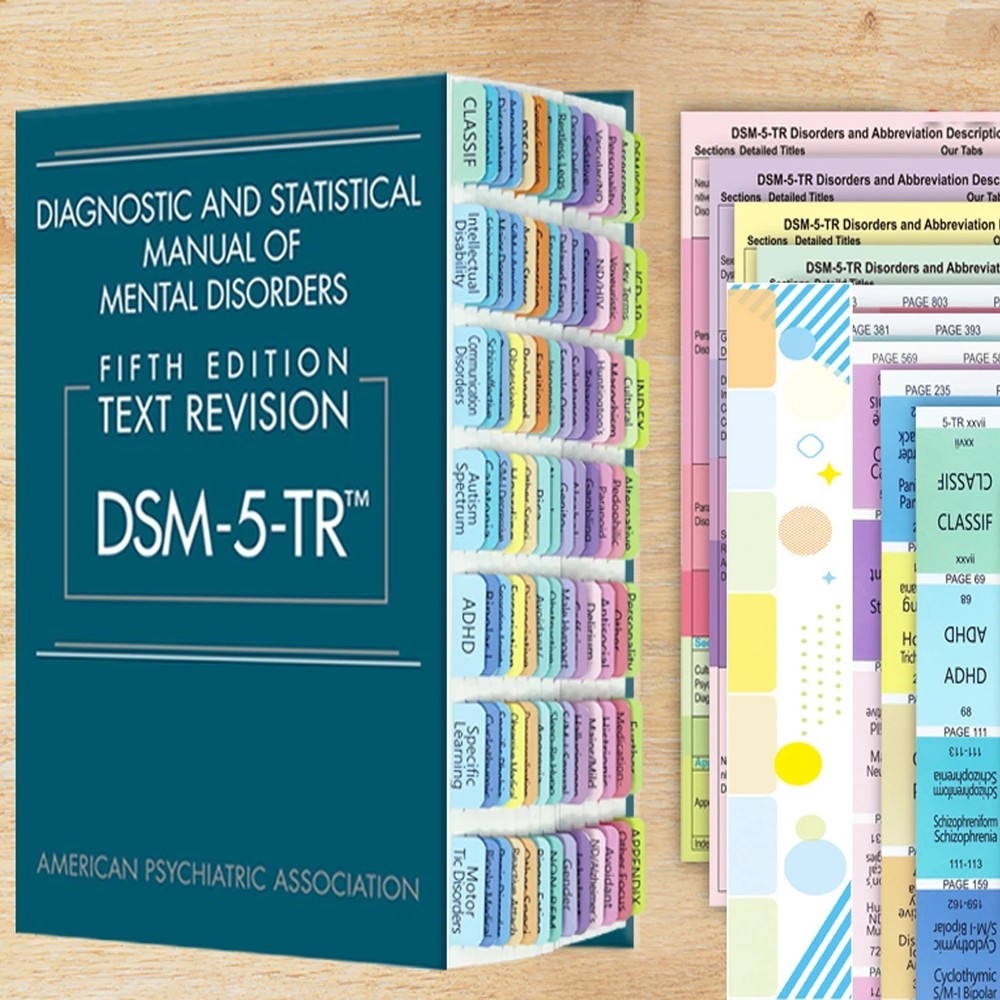 100Pcs Color Coded Index Tabs for DSM-5-TR with Guide & Disorder Description