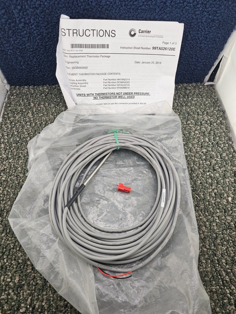 Carrier 30GB660002: Replacement Thermistor Sensor Assembly Gray