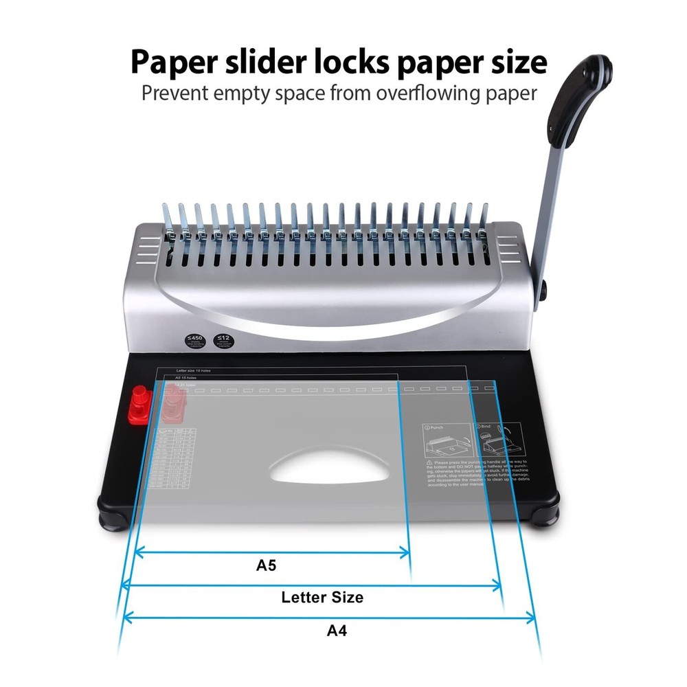 MAKEASY Binding Machine, 21-Hole, 450 Sheets, Book Binding Machines with 100P...