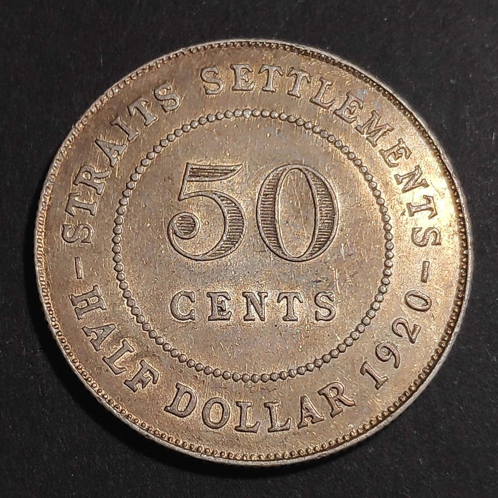 1920 STRAITS SETTLEMENTS SILVER HALF DOLLAR/ 50 CENTS Geo