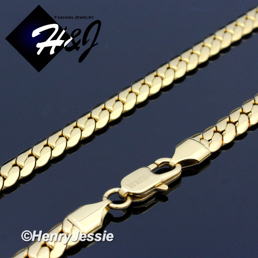 18-40"MEN Stainless Steel 3/4/5/6/8mm Gold Plated Miami Cuban Chain Necklace*155