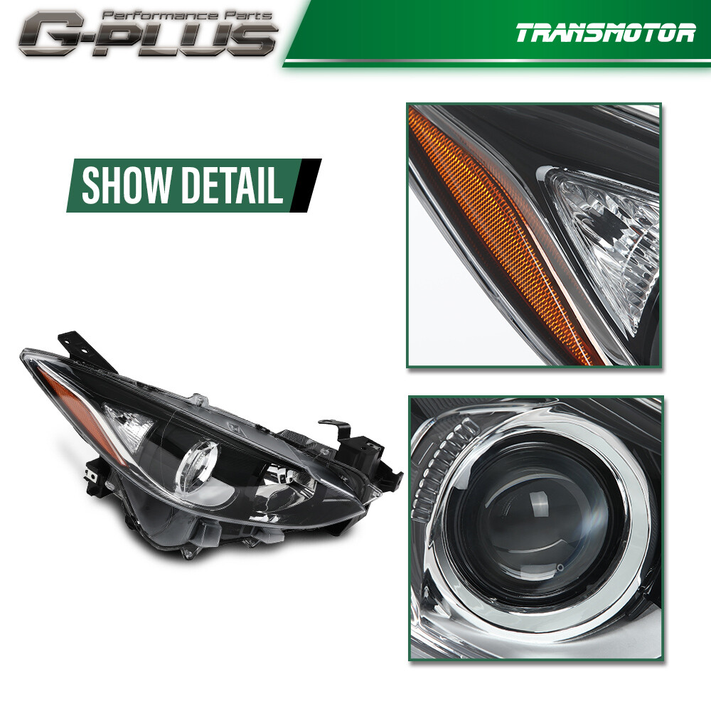 Pair Fit For 14-16 Mazda 3 Driver & Passenger Side Headlight Assembly