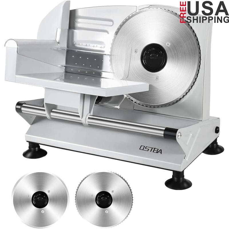 Electric Meat Slicer Machine Adjustable Thickness Removable Blades Home Kitchen